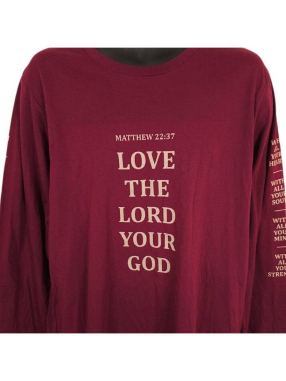 Christian T Shirt Mens Size XL Red Love The Lord Your God Matthew 22:37